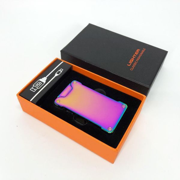 Дуговая электроимпульсная зажигалка с USB-зарядкой фонариком LIGHTER HL-437. Цвет: хамелеон 00023347 фото