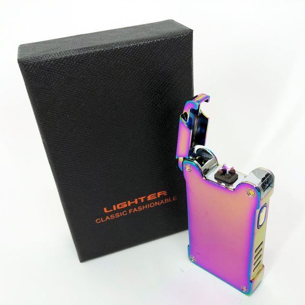 Дуговая электроимпульсная зажигалка с USB-зарядкой фонариком LIGHTER HL-437. Цвет: хамелеон 00023347 фото