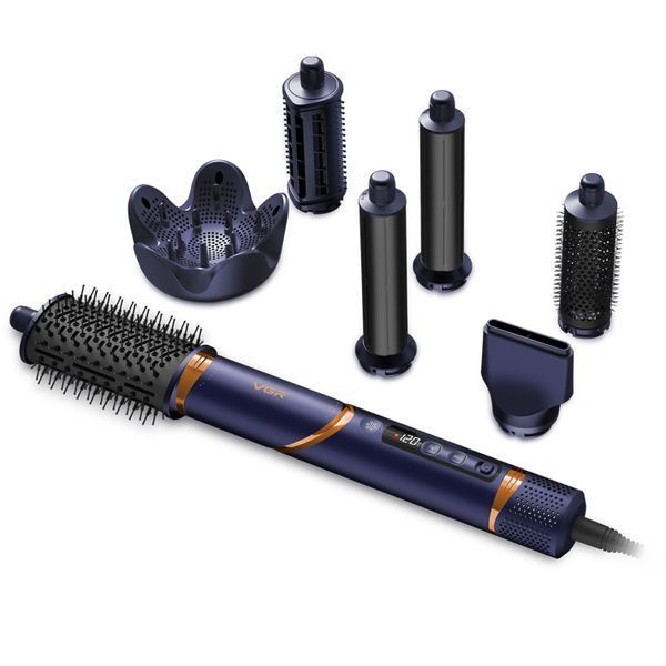Фен-стайлер для волос 7в1 VGR V-477 DARK Blue Professional 1400 Вт 7 насадок 00014869 фото