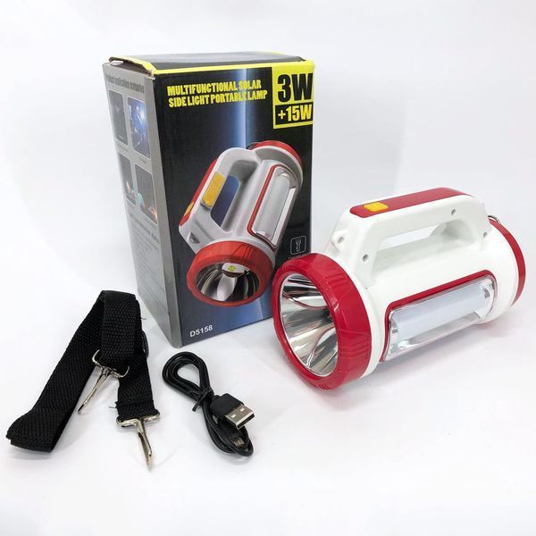 Ліхтар кемпінговий з сонячною панеллю 5158-LED-COB power bank, кемпінговий ліхтар-лампа. Колір: червоний 00022919 фото