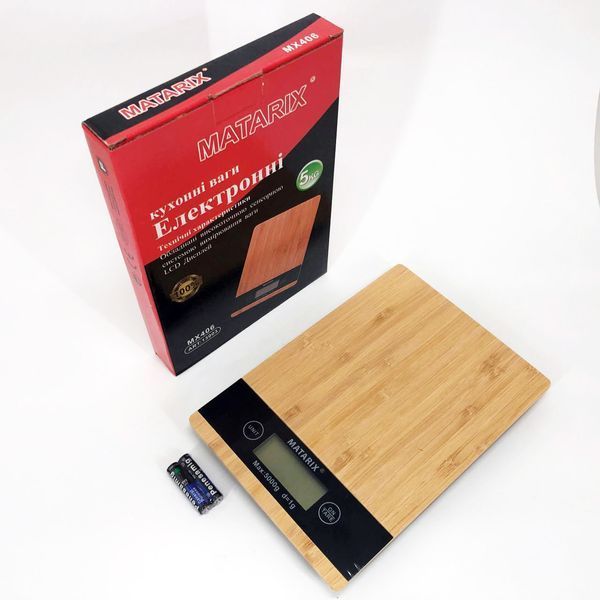 Весы кухонные MATARIX MX-406 5кг Wood, Кухонные весы для приготовления блюд, Весы для домашней кухни 00018634 фото