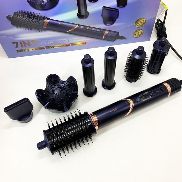 Фен-стайлер для волос 7в1 VGR V-477 DARK Blue Professional 1400 Вт 7 насадок 00014869 фото