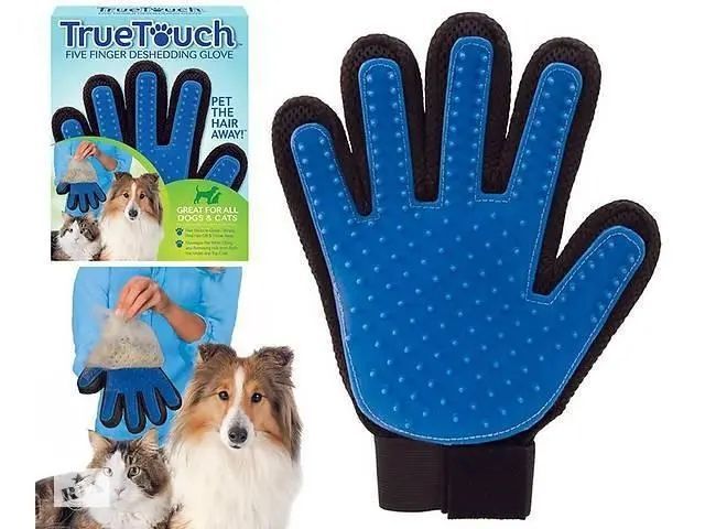 Перчатка для вычесывания шерсти с домашних животных True Touch Перчатки для чистки животных 00021953 фото