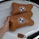 Комплект автоподушек 2шт из натуральной коричневой кожи для BMW. Ортопедическая подушка в авто БМВ 00016732 фото 16