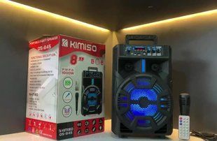 Портативная колонка Kimiso QS-845 с микрофоном и светомузыкой (USB/BT/FM) 00018037 фото