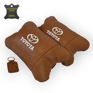 Набор кожаных подушек 2шт на подголовник Toyota. Комфортные ортопедические подушки, Toyota 00016733 фото