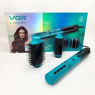Электрическая фен-щетка VGR V-489 стайлер для укладки волос 1300 Вт. Цвет: синий 00014870 фото