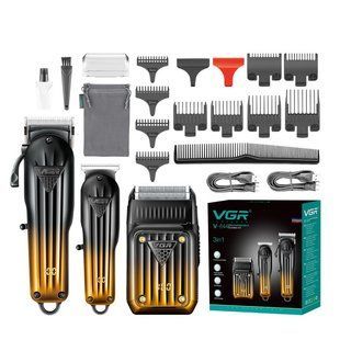 Комплект VGR 3 в 1 V-644 акумуляторна машинка для стрижки, триммер та електробритва шейвер 00014572 фото
