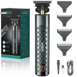 Триммер для стрижки волос, усов, бороды VGR V-077 с USB зарядкой, корпус металл, триммер беспроводной 00015488 фото