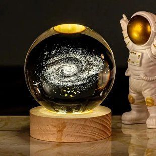 Світлодіодна кришталева куля, декоративна універсальна 3D нічниця, кришталева куля "Планета" 00023643 фото