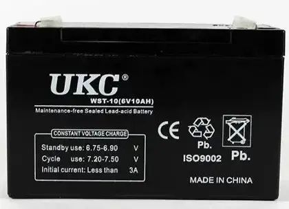 Акумуляторна батарея agm UKC WST-10 6V 10Ah акумулятор для УПСа, акумулятор до дитячого електромобіля 00016927 фото