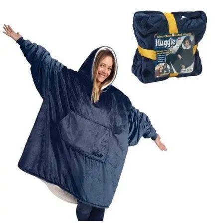 Плед толстовка с капюшоном и рукавами Huggle Hoodie оверсайз. Цвет: синий 00016278 фото