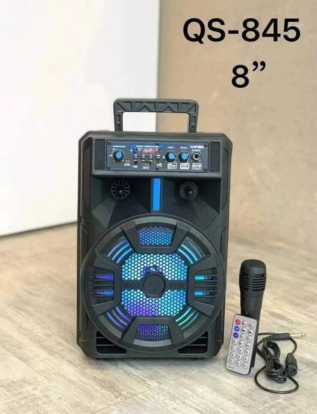 Портативная колонка Kimiso QS-845 с микрофоном и светомузыкой (USB/BT/FM) 00018037 фото