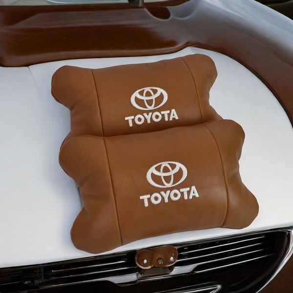 Набір шкіряних подушок 2шт на підголівник Toyota. Комфортні ортопедичні подушки,Тойота 00016733 фото