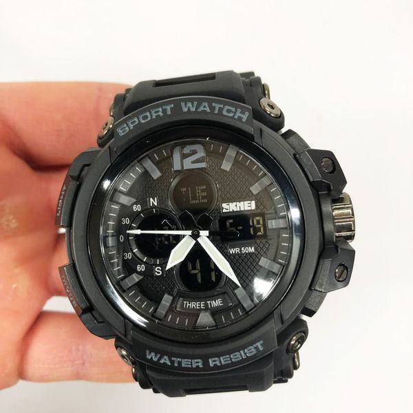 Часы наручные мужские SKMEI 1343BK BLACK, часы тактические противоударные. Цвет: черный 00022034 фото