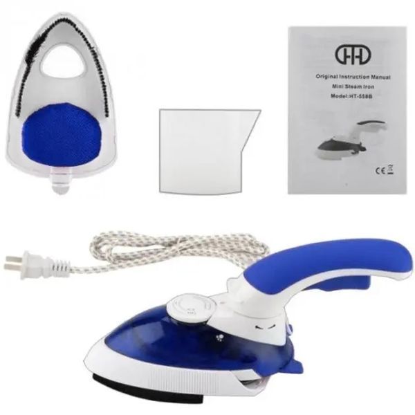 Ручной паровой отпариватель Mini Steam Iron HT-558B - компактный дорожный паровой утюг с щеткой 00021457 фото