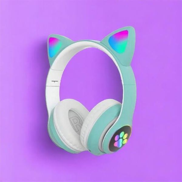 Бездротові навушники LED з котячими вушками CAT STN-28. Колір: зелений 00023854 фото