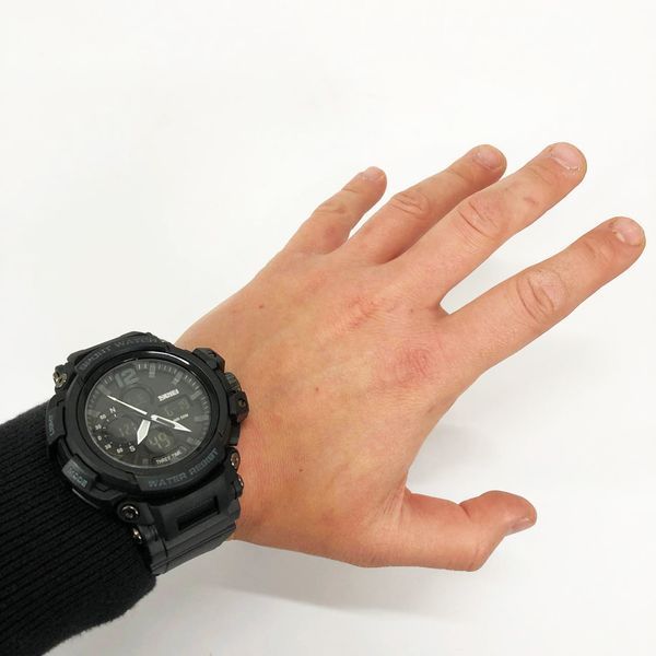 Часы наручные мужские SKMEI 1343BK BLACK, часы тактические противоударные. Цвет: черный 00022034 фото