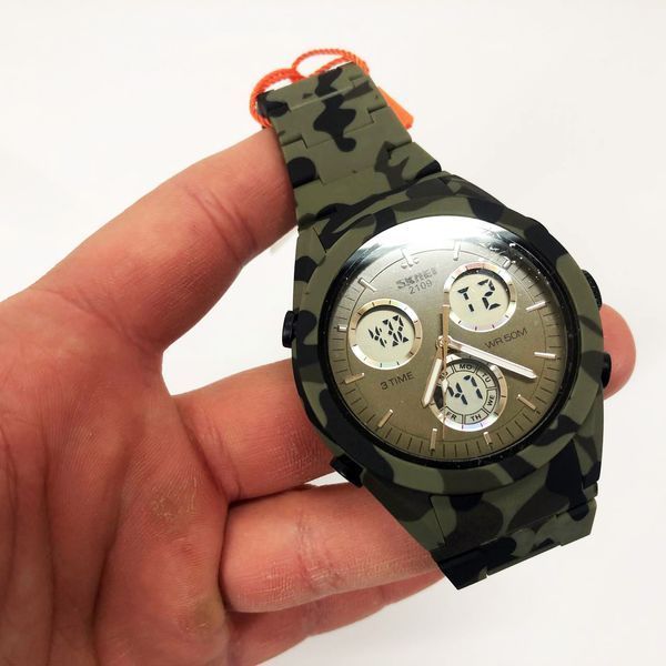 Часы наручные мужские SKMEI 2109CMGN, оригинальные мужские часы, военные мужские наручные часы зеленые 00022092 фото