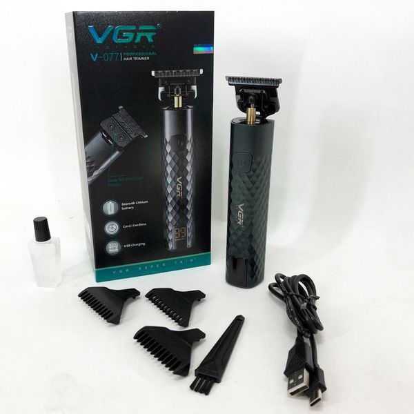 Триммер для стрижки волос, усов, бороды VGR V-077 с USB зарядкой, корпус металл, триммер беспроводной 00015488 фото