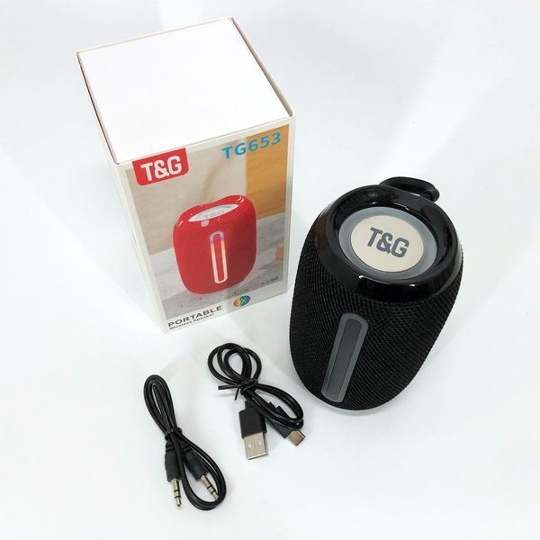 Портативна Bluetooth-колонка TG653 USB з ремінцем, акумуляторна колонка для музики. Колір: чорний 00017231 фото
