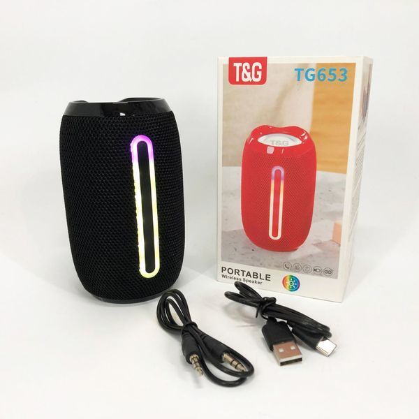 Портативна Bluetooth-колонка TG653 USB з ремінцем, акумуляторна колонка для музики. Колір: чорний 00017231 фото