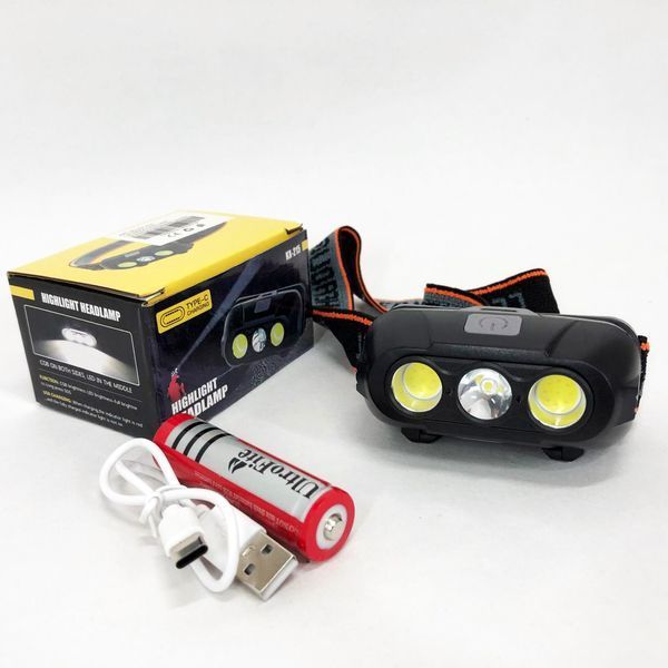 Фонарь налобный аккумуляторный KX-215-LED-2COB, Налобный светодиодный фонарь для ночных прогулок 00023007 фото