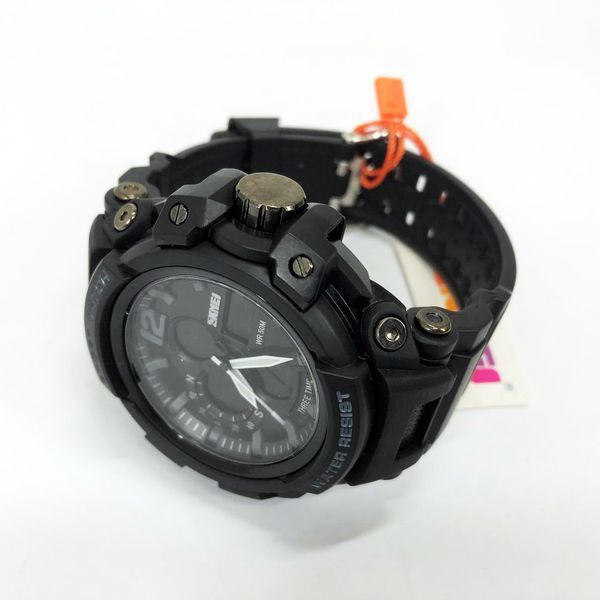 Часы наручные мужские SKMEI 1343BK BLACK, часы тактические противоударные. Цвет: черный 00022034 фото
