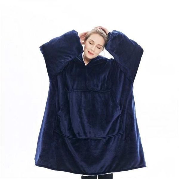 Плед толстовка с капюшоном и рукавами Huggle Hoodie оверсайз. Цвет: синий 00016278 фото