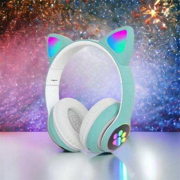 Бездротові навушники LED з котячими вушками CAT STN-28. Колір: зелений 00023854 фото