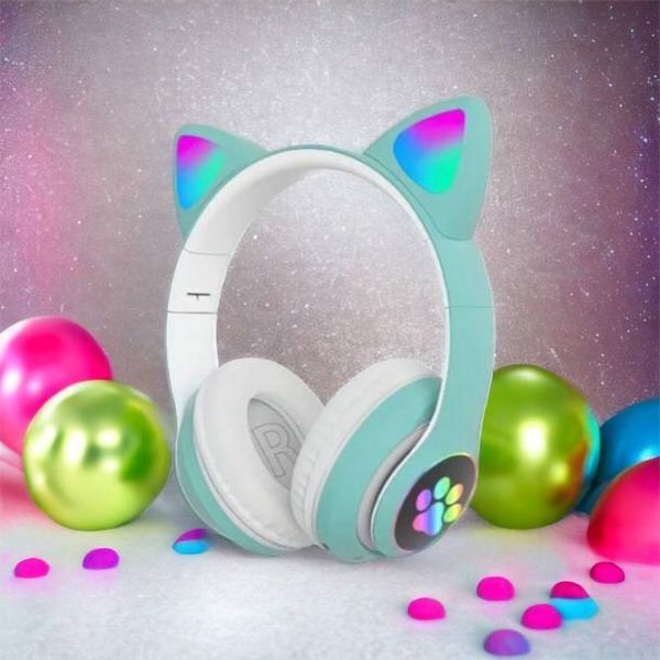 Бездротові навушники LED з котячими вушками CAT STN-28. Колір: зелений 00023854 фото