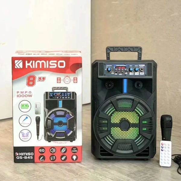 Портативная колонка Kimiso QS-845 с микрофоном и светомузыкой (USB/BT/FM) 00018037 фото