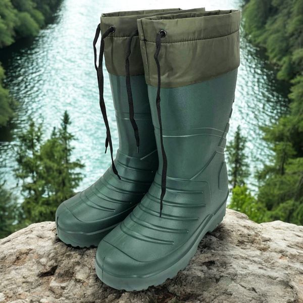 Сапоги резиновые высокие мужские 45р 30см утепленные, Активные мужские резиновые сапоги 00023984 фото