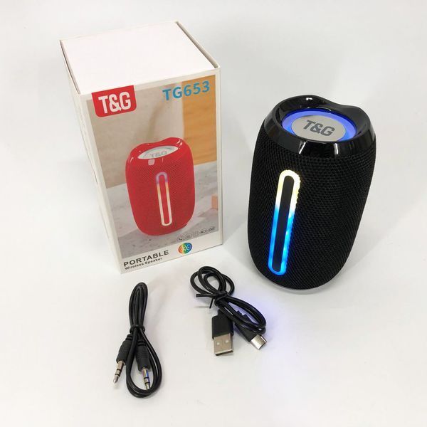 Портативна Bluetooth-колонка TG653 USB з ремінцем, акумуляторна колонка для музики. Колір: чорний 00017231 фото