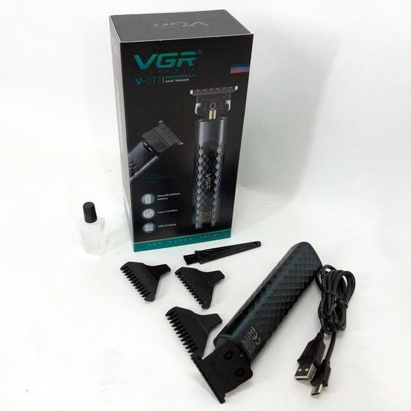 Триммер для стрижки волос, усов, бороды VGR V-077 с USB зарядкой, корпус металл, триммер беспроводной 00015488 фото