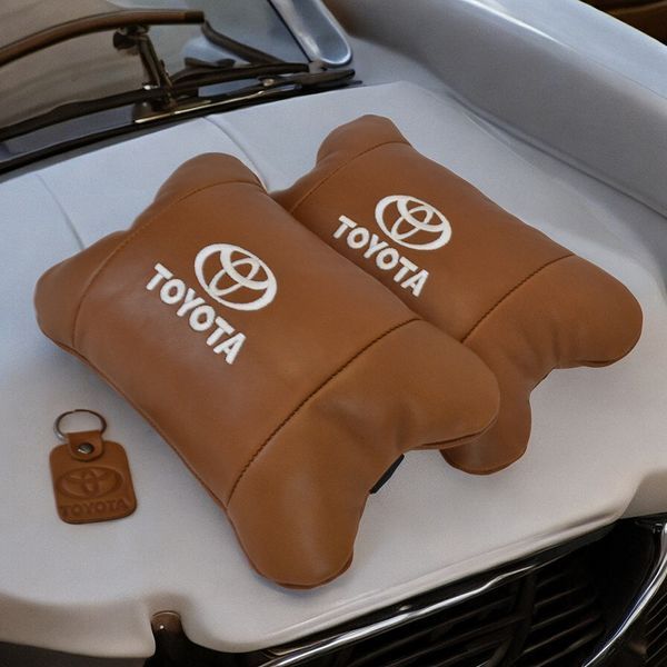 Набір шкіряних подушок 2шт на підголівник Toyota. Комфортні ортопедичні подушки,Тойота 00016733 фото