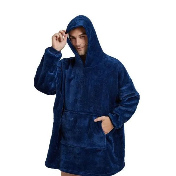 Плед толстовка с капюшоном и рукавами Huggle Hoodie оверсайз. Цвет: синий 00016278 фото