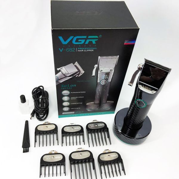 Професійна бездротова машинка для стрижки VGR V-682 тример для волосся, бороди та вусів на підставці 00014468 фото