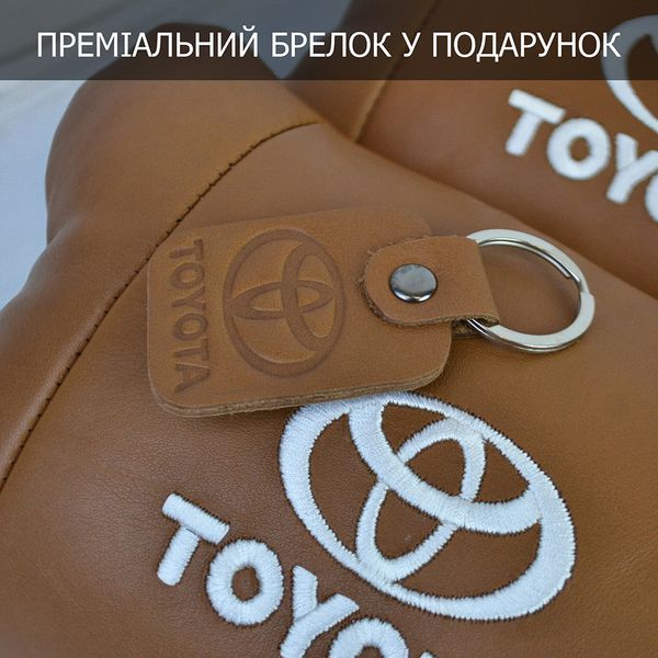 Набір шкіряних подушок 2шт на підголівник Toyota. Комфортні ортопедичні подушки,Тойота 00016733 фото
