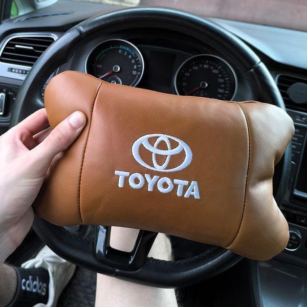 Набір шкіряних подушок 2шт на підголівник Toyota. Комфортні ортопедичні подушки,Тойота 00016733 фото