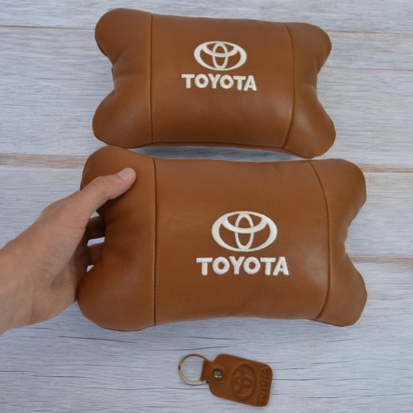 Набір шкіряних подушок 2шт на підголівник Toyota. Комфортні ортопедичні подушки,Тойота 00016733 фото