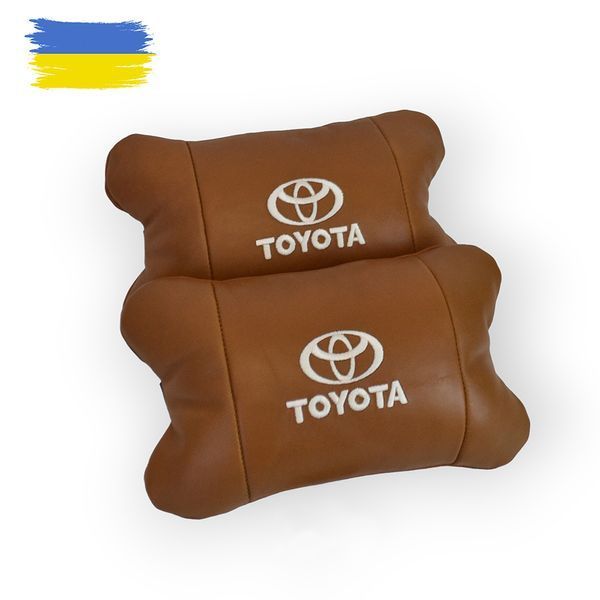 Набір шкіряних подушок 2шт на підголівник Toyota. Комфортні ортопедичні подушки,Тойота 00016733 фото