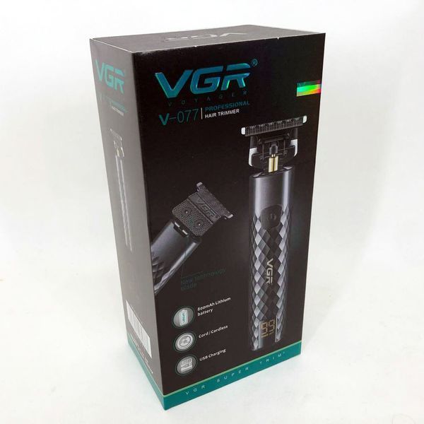 Триммер для стрижки волос, усов, бороды VGR V-077 с USB зарядкой, корпус металл, триммер беспроводной 00015488 фото