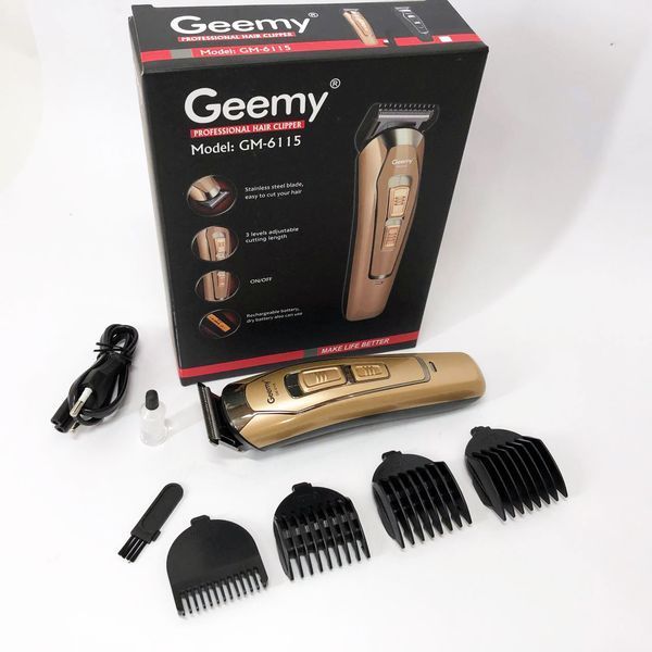 Машинка для стрижки GEMEI GM-6115, машинка для стрижки волосся домашня. Колір: бежевий 00015196 фото