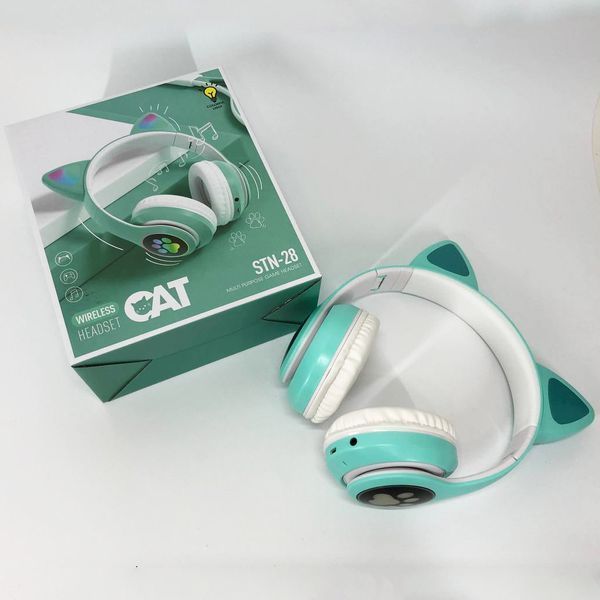 Бездротові навушники LED з котячими вушками CAT STN-28. Колір: зелений 00023854 фото