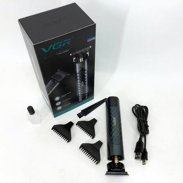 Триммер для стрижки волос, усов, бороды VGR V-077 с USB зарядкой, корпус металл, триммер беспроводной 00015488 фото
