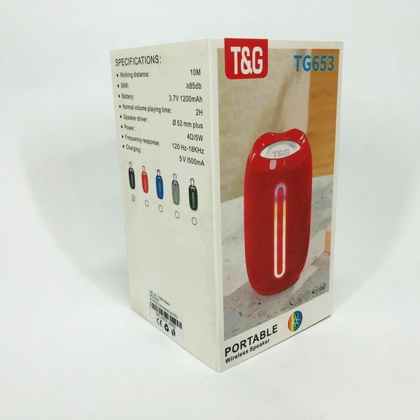 Портативна Bluetooth-колонка TG653 USB з ремінцем, акумуляторна колонка для музики. Колір: чорний 00017231 фото