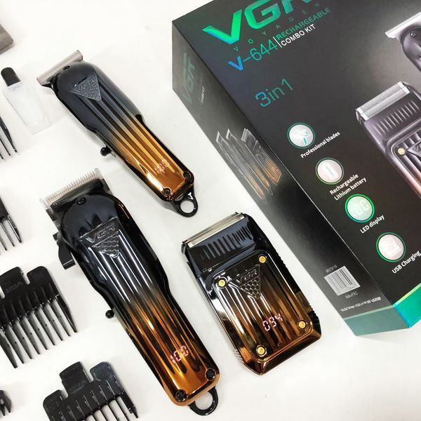 Комплект VGR 3 в 1 V-644 акумуляторна машинка для стрижки, триммер та електробритва шейвер 00014572 фото