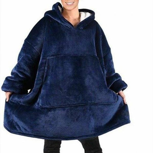 Плед толстовка с капюшоном и рукавами Huggle Hoodie оверсайз. Цвет: синий 00016278 фото