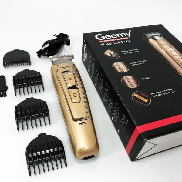 Машинка для стрижки GEMEI GM-6115, машинка для стрижки волосся домашня. Колір: бежевий 00015196 фото